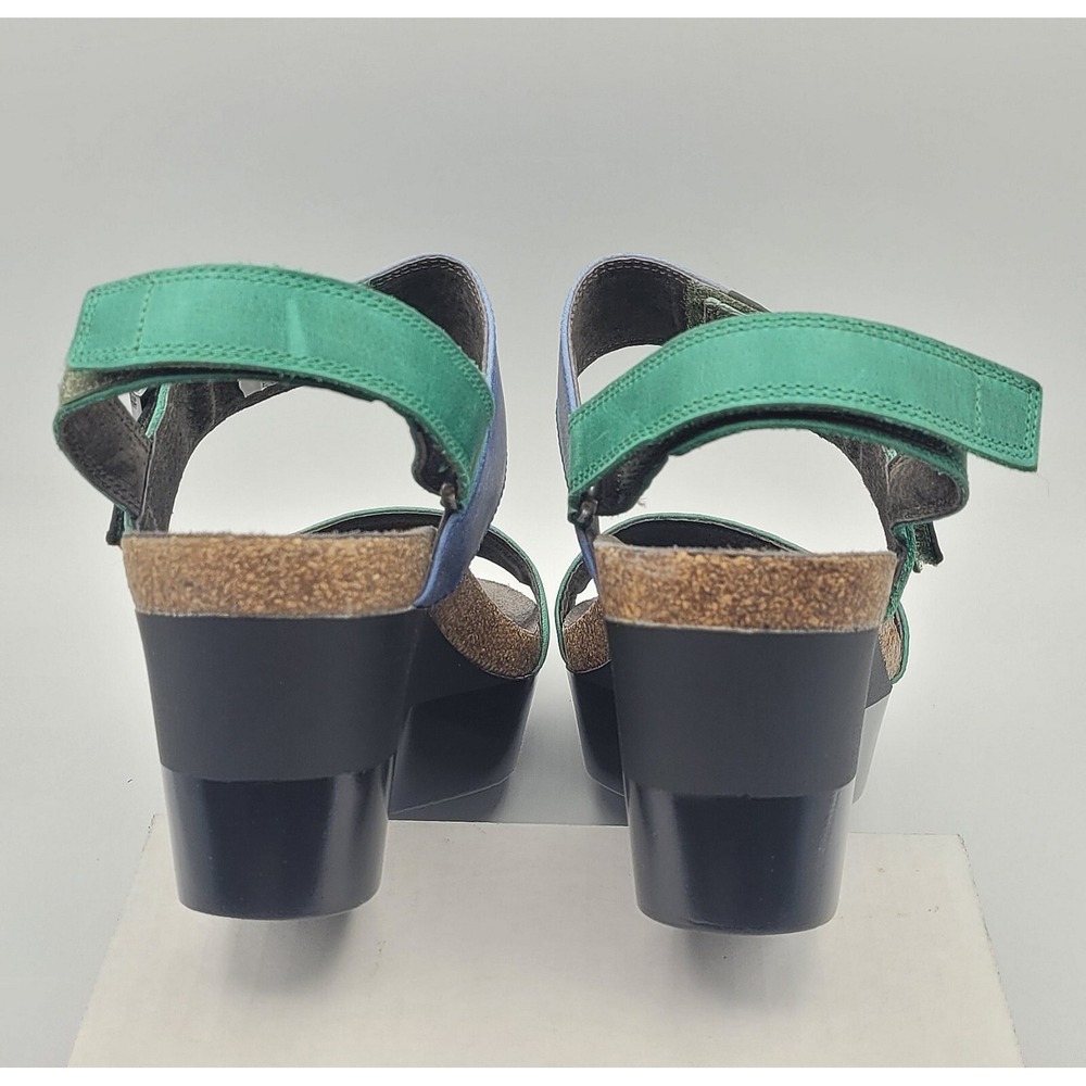 Naot Alpha Blue Green Leather Wedge Sandals Size 9 (EU 40) Comfort Strappy Shoes - Picture 7 of 12